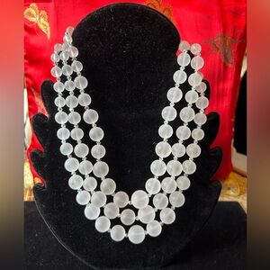 Oksana lusite and crystal beaded Necklace. Graduated length.